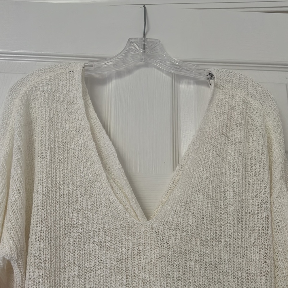 Sheer off-white open back sweater. - Picture 4 of 7